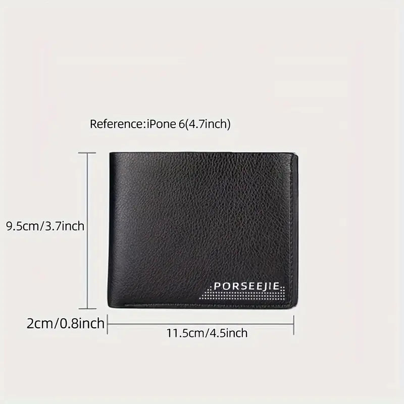 1pc Men'S Slim Casual Faux Leather Wallet - Short Bifold with Multiple Card Slots, Large Capacity, Travel-Friendly, Ideal Birthday and Festival Gift