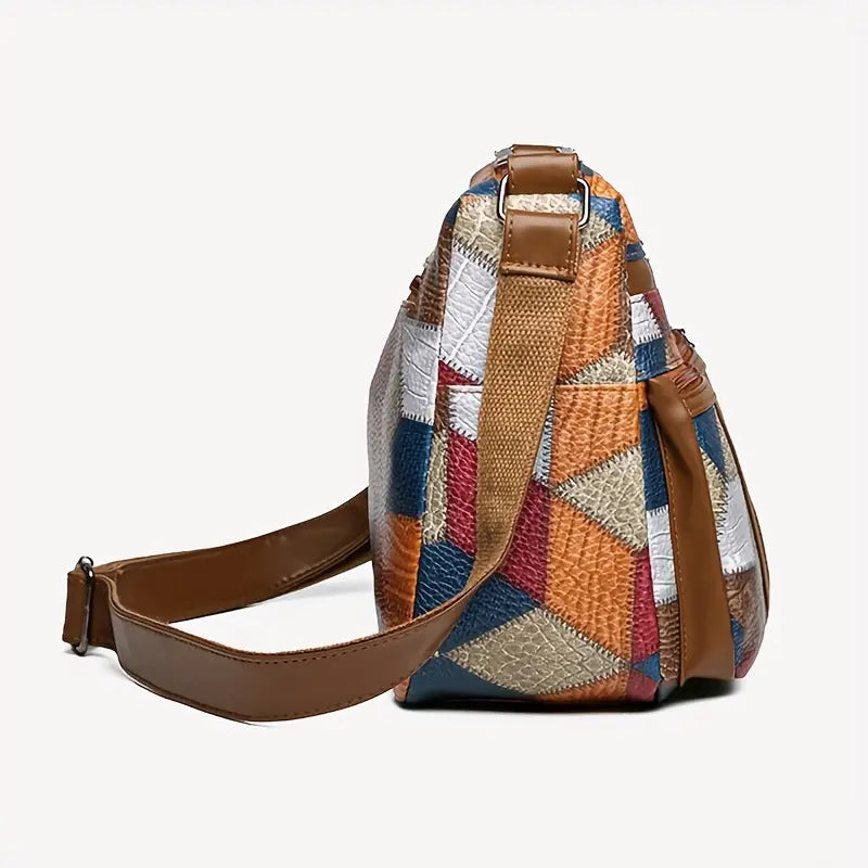 Fashionable Geometric Pattern Shoulder Bag, Large Capacity Crossbody Bag with Zipper Closure