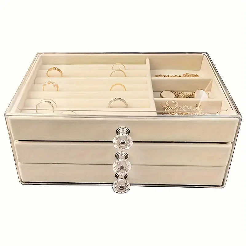 Chic Transparent Jewelry Organizer with Compartments - Perfect Gift for Women and Girls, Durable Plastic Earring Storage Box