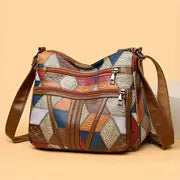 Fashionable Geometric Pattern Shoulder Bag, Large Capacity Crossbody Bag with Zipper Closure